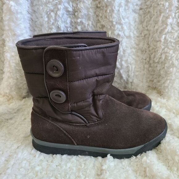 Lands End Brown Suede Pull on Snow Boots size 7 - Picture 1 of 6